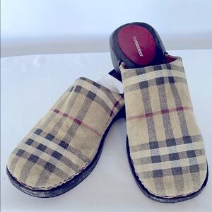 Vintage Burberry Classic Plaid in Soft Suede with Wooden Sole Size 39